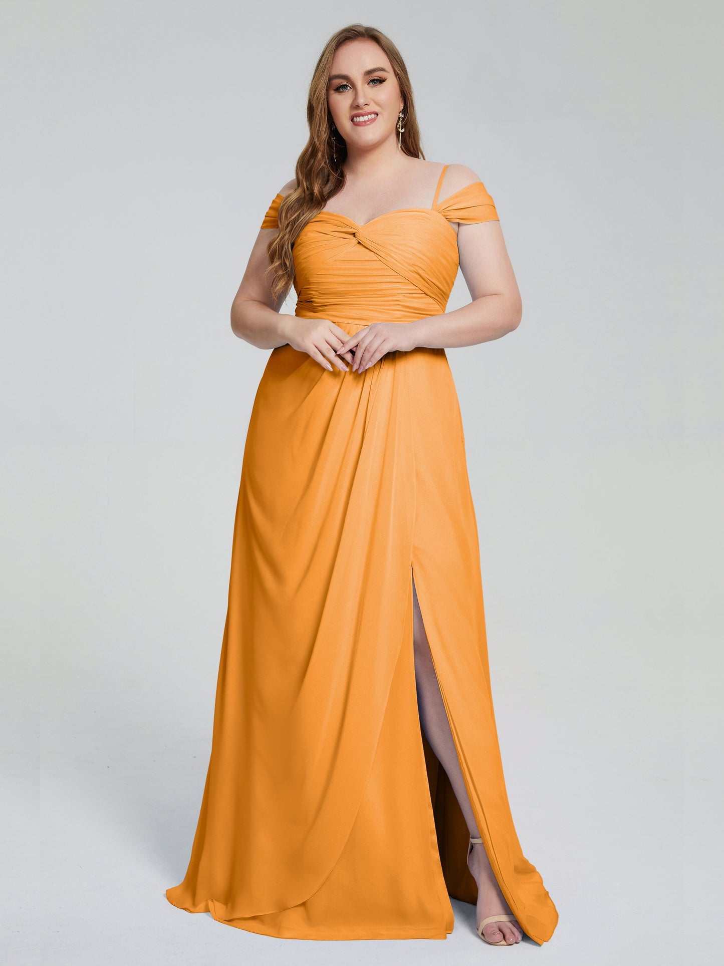 Catherine Elegant Straps Split Plus Size Bridesmaid Dresses