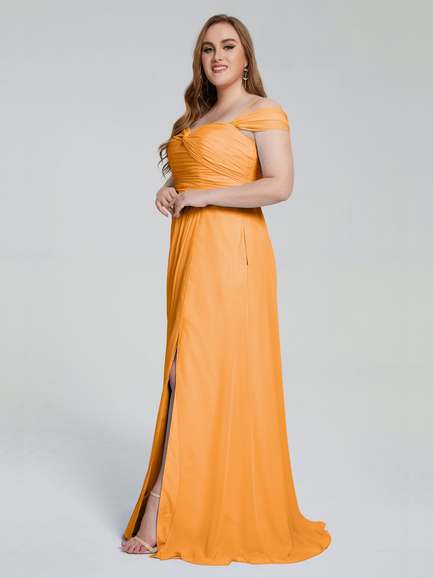 Catherine Elegant Straps Split Plus Size Bridesmaid Dresses