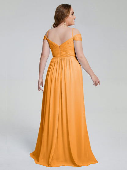 Catherine Elegant Straps Split Plus Size Bridesmaid Dresses