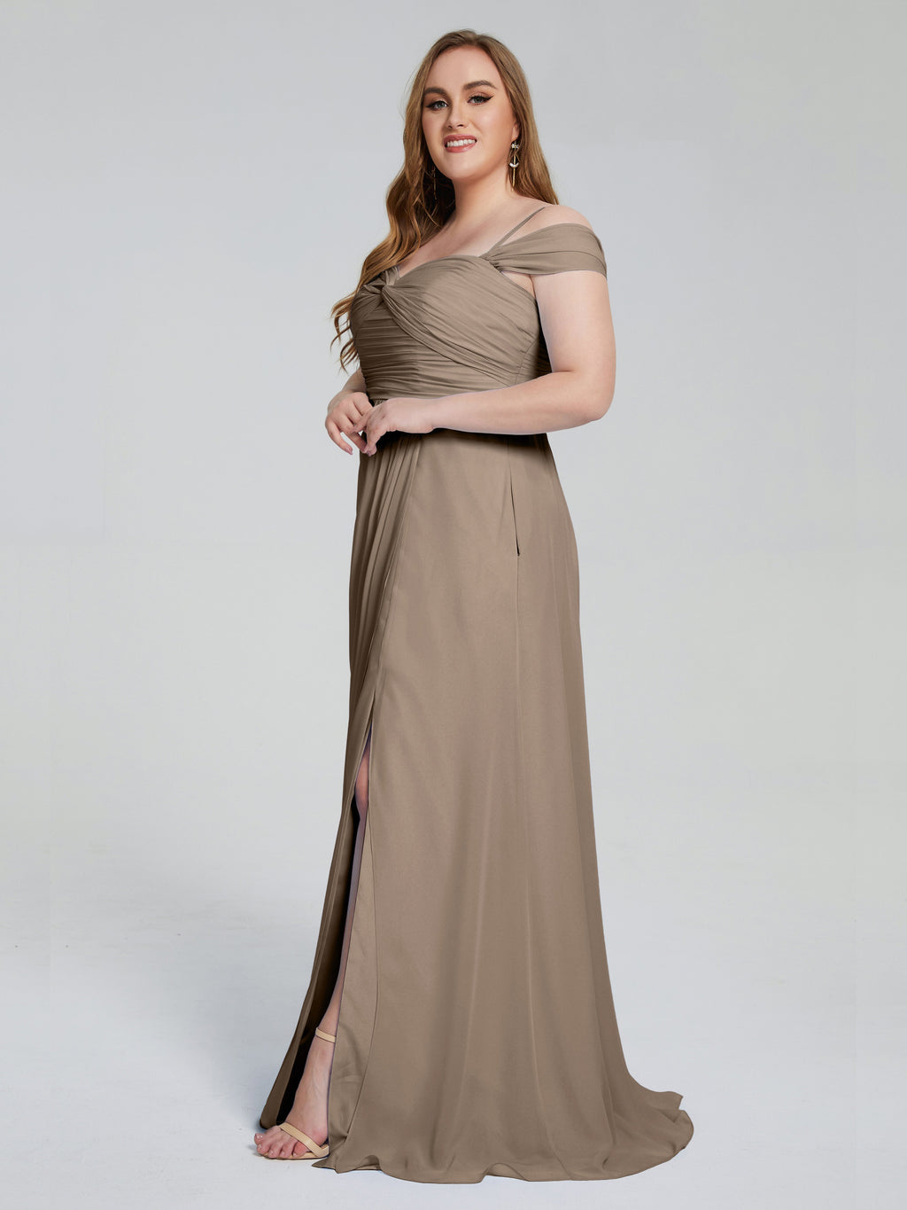 Catherine Elegant Straps Split Plus Size Bridesmaid Dresses