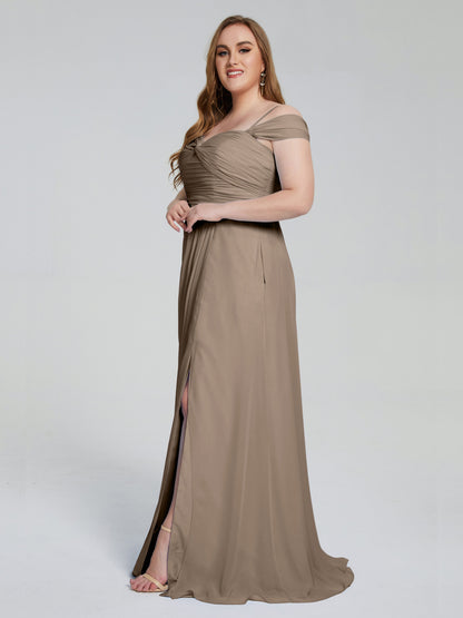 Catherine Elegant Straps Split Plus Size Bridesmaid Dresses