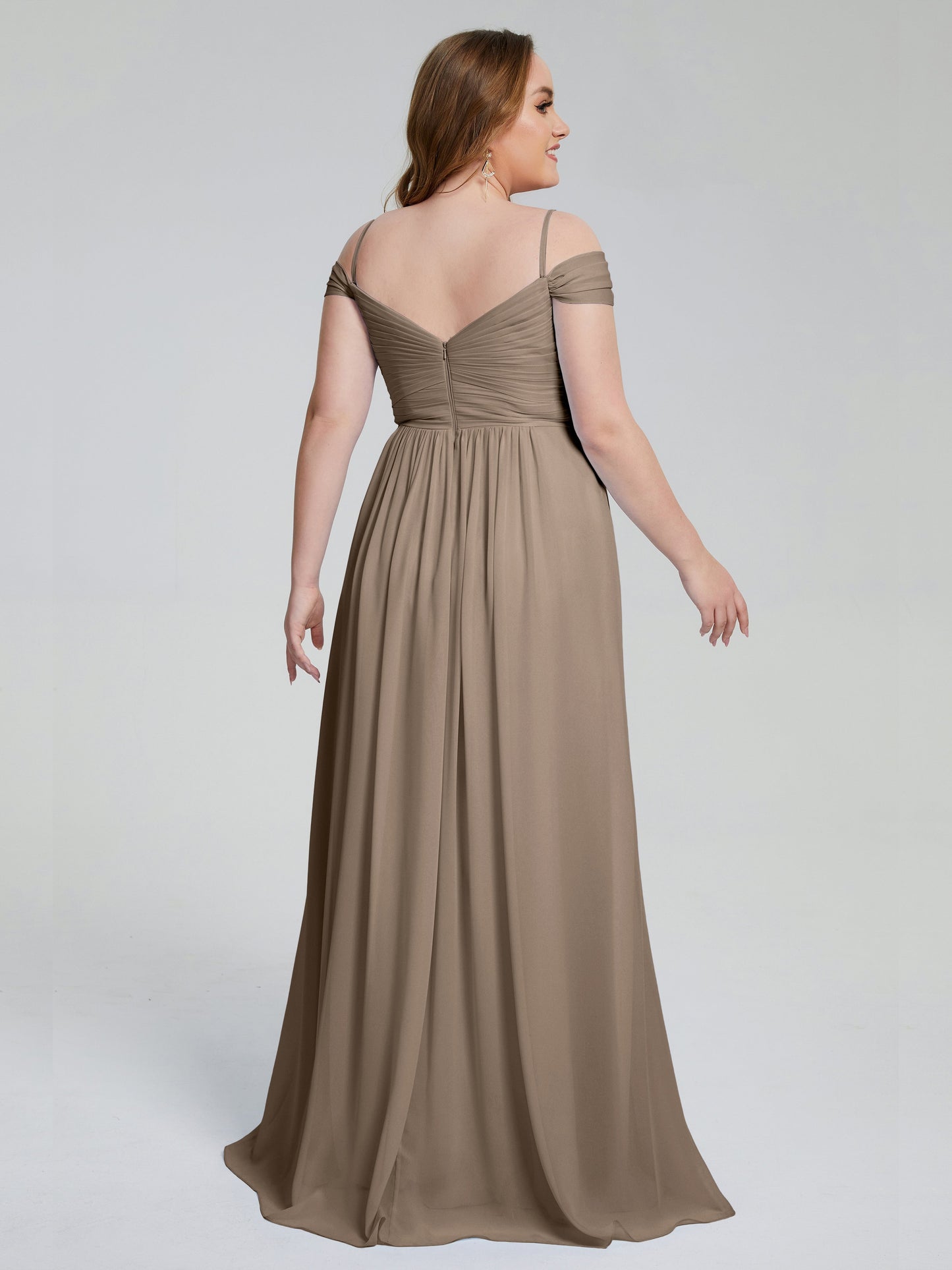 Catherine Elegant Straps Split Plus Size Bridesmaid Dresses