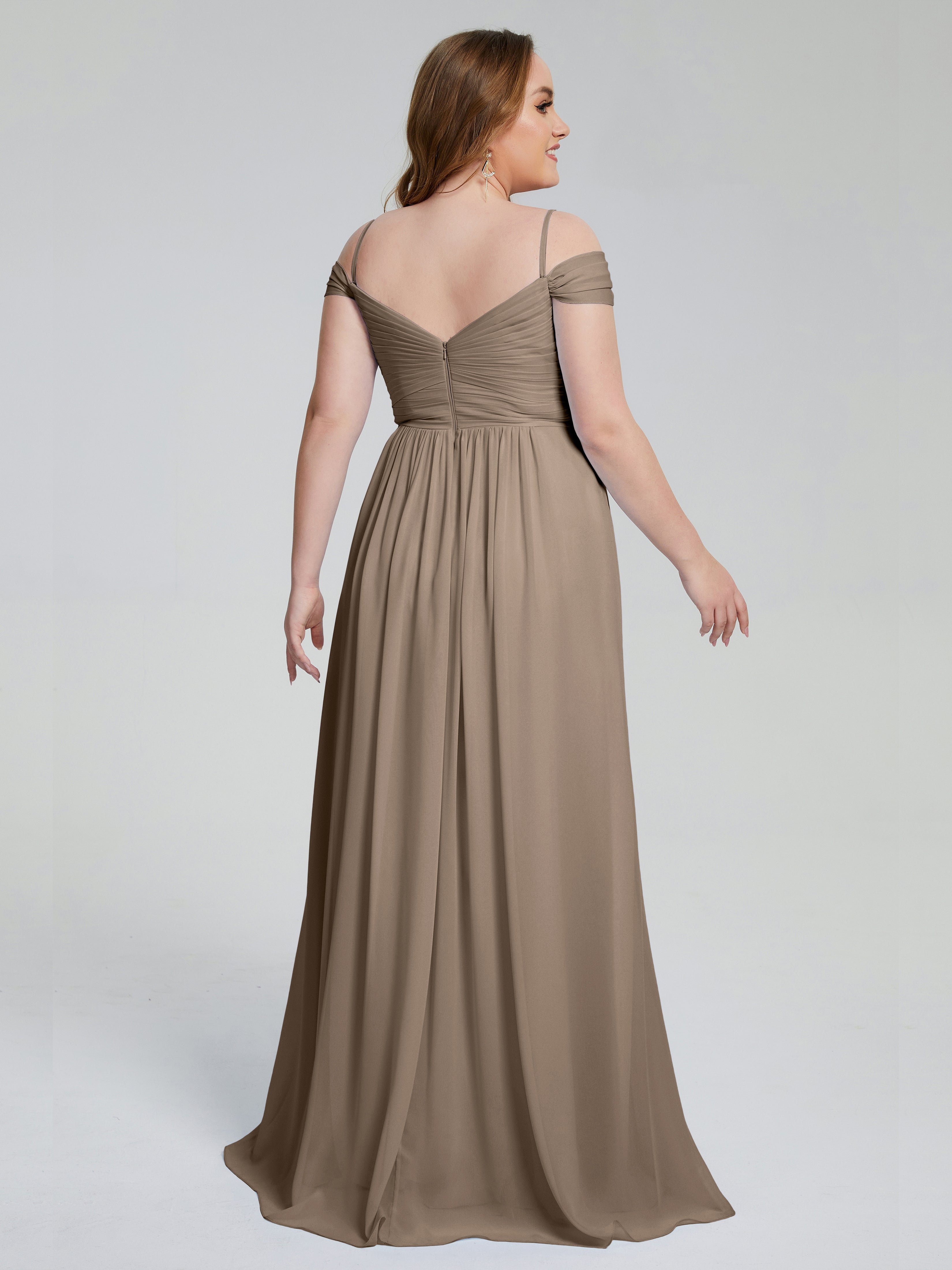 Catherine Elegant Straps Split Plus Size Bridesmaid Dresses