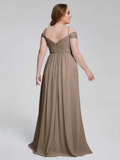 Catherine Elegant Straps Split Plus Size Bridesmaid Dresses