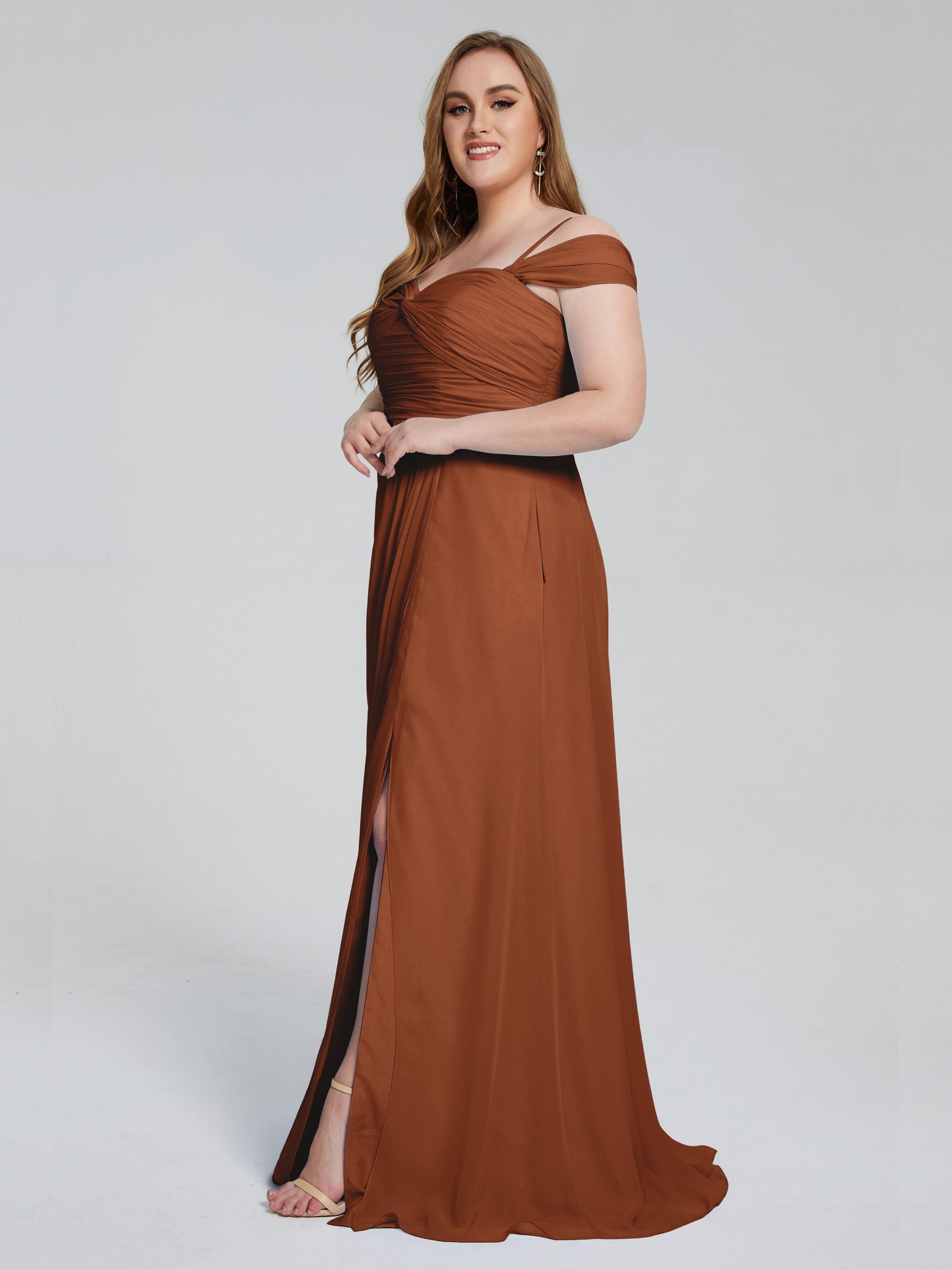 Catherine Elegant Straps Split Plus Size Bridesmaid Dresses