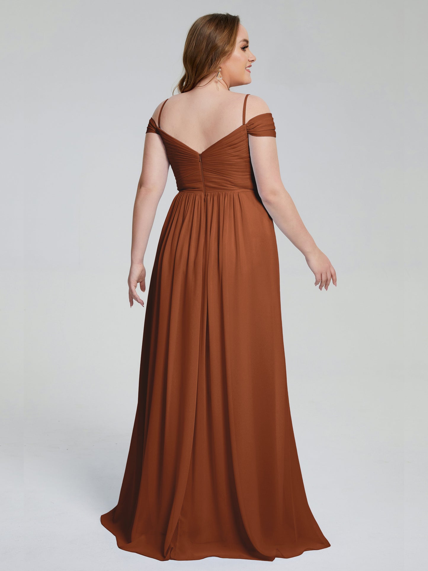 Catherine Elegant Straps Split Plus Size Bridesmaid Dresses