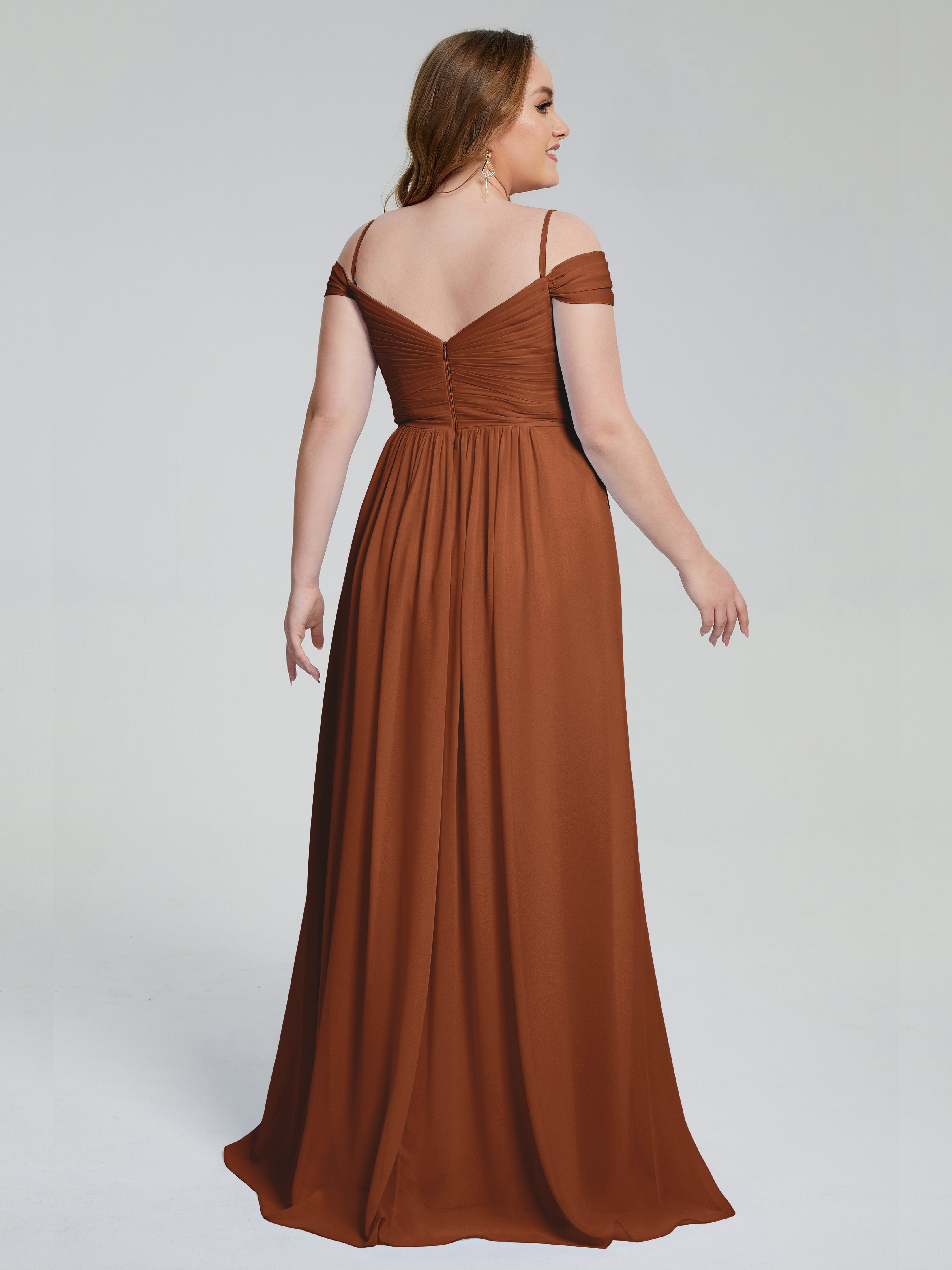 Catherine Elegant Straps Split Plus Size Bridesmaid Dresses