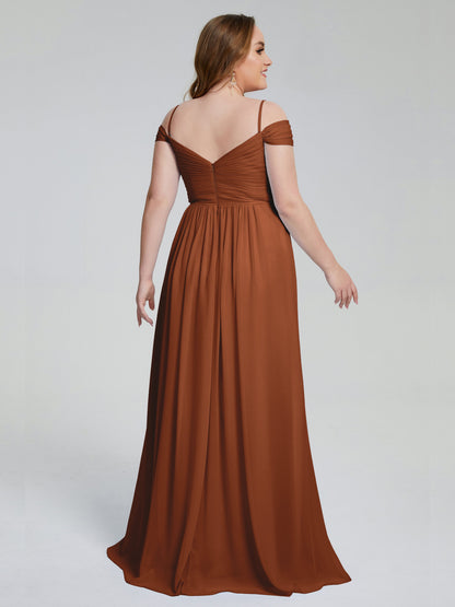 Catherine Elegant Straps Split Plus Size Bridesmaid Dresses