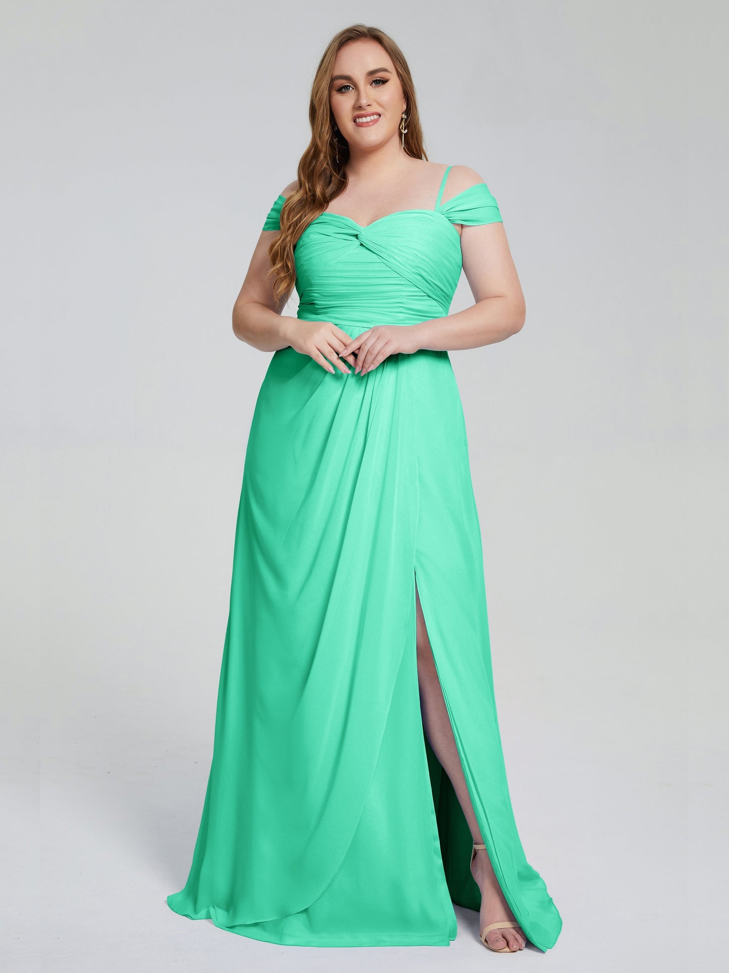 Catherine Elegant Straps Split Plus Size Bridesmaid Dresses