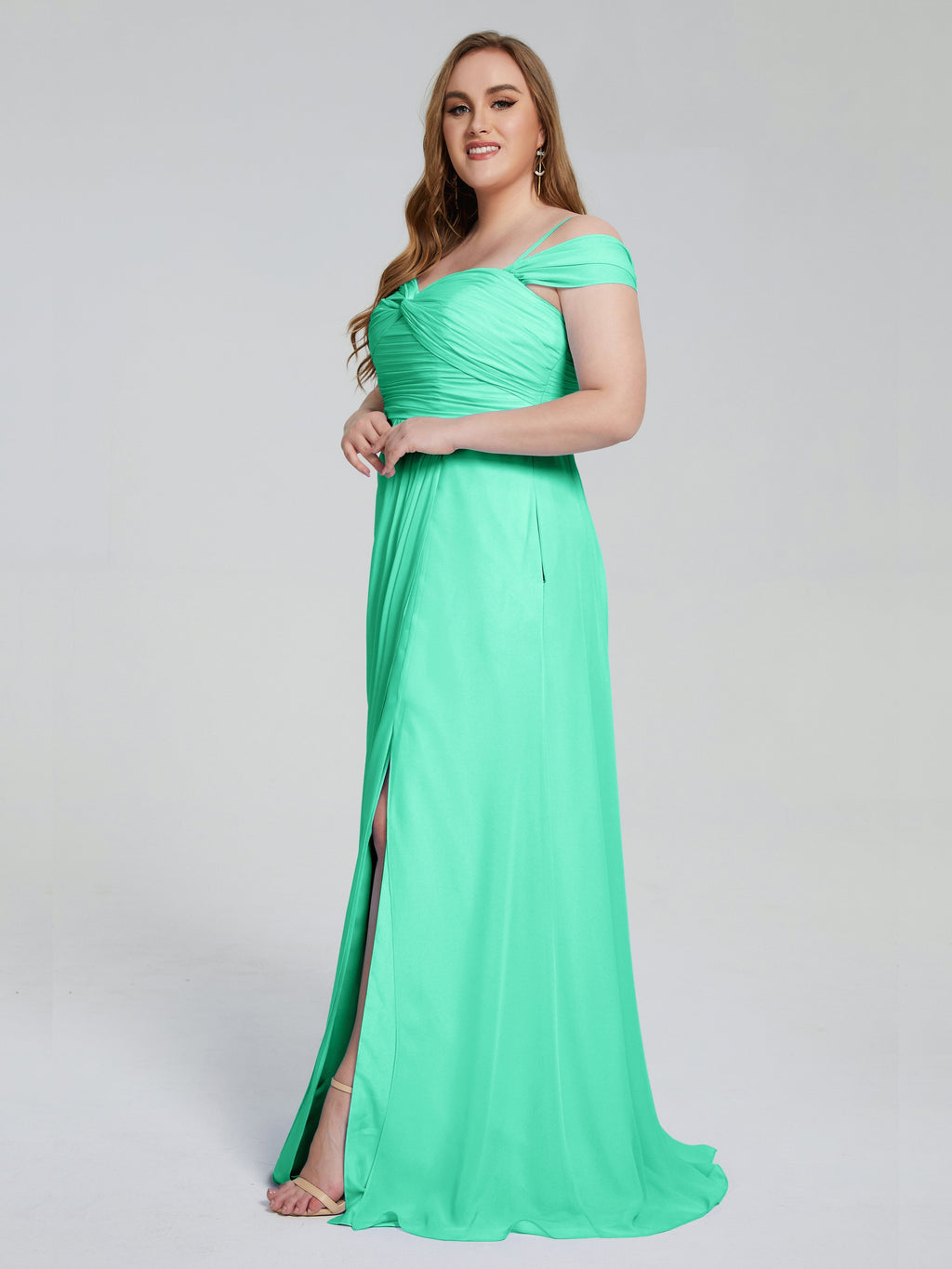 Catherine Elegant Straps Split Plus Size Bridesmaid Dresses