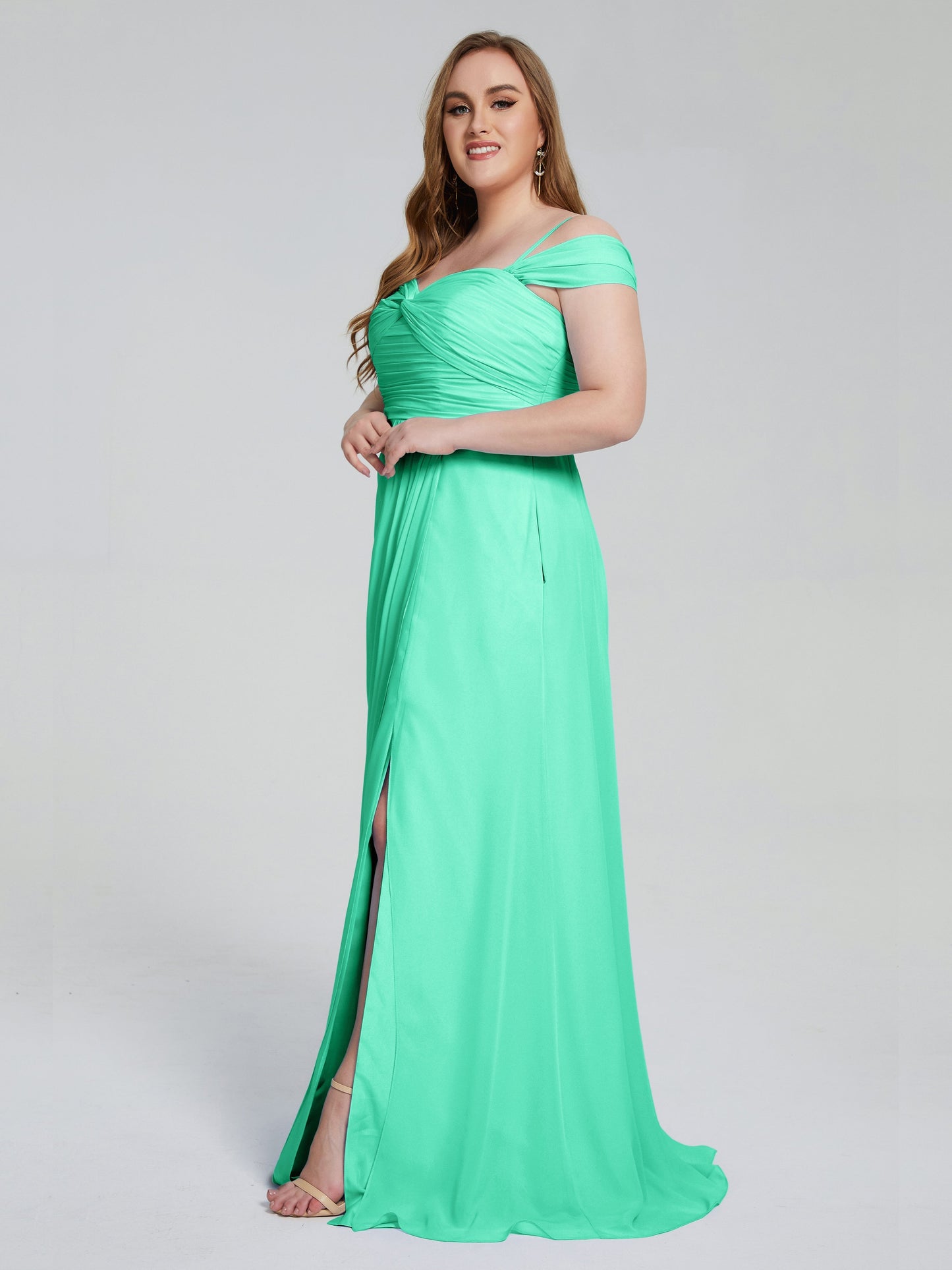 Catherine Elegant Straps Split Plus Size Bridesmaid Dresses
