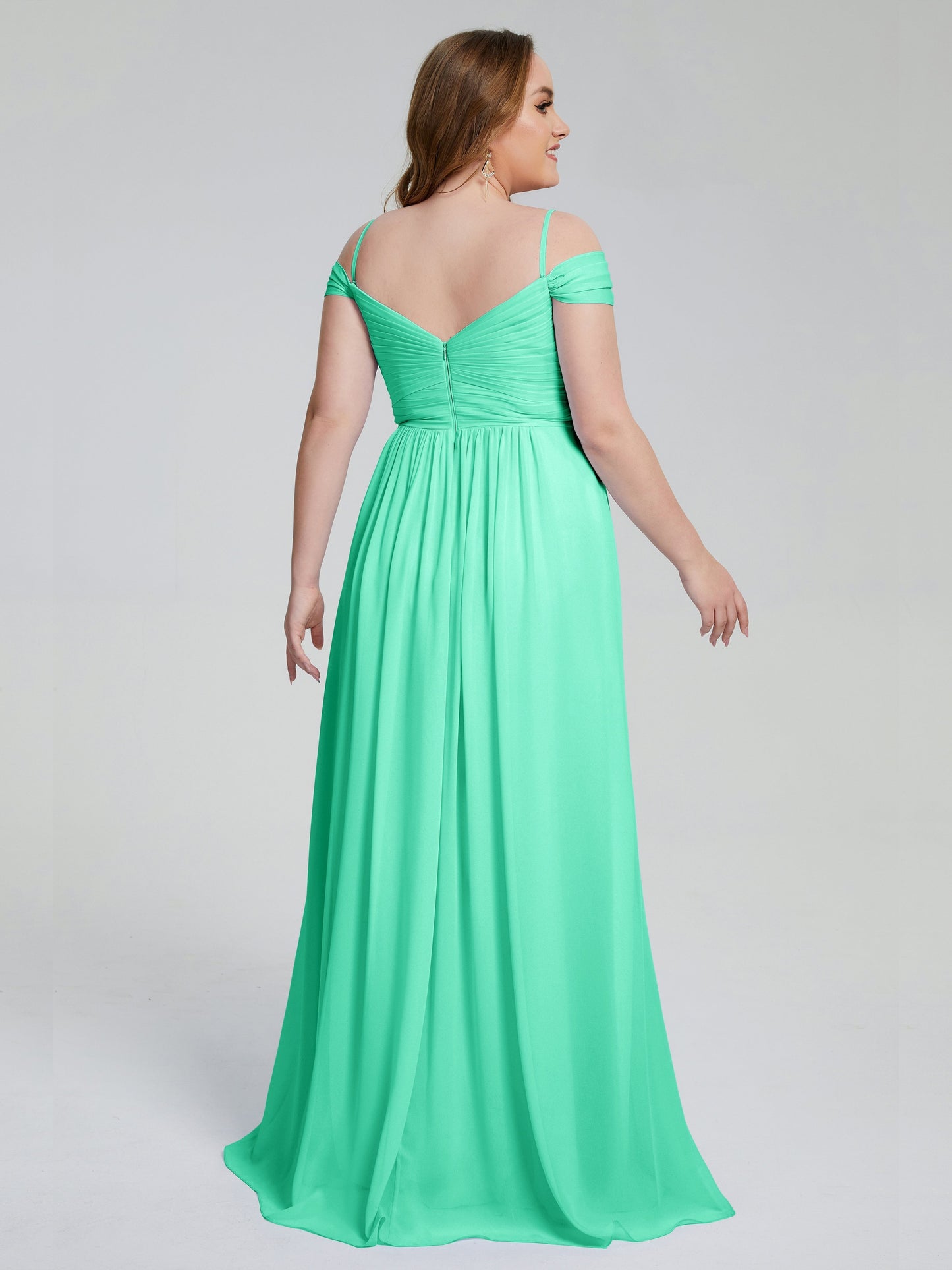 Catherine Elegant Straps Split Plus Size Bridesmaid Dresses