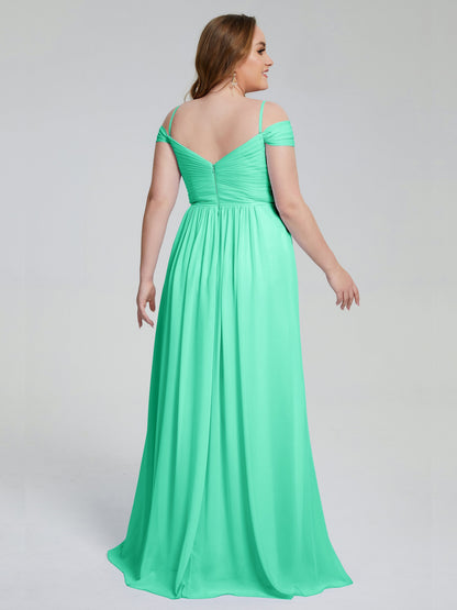Catherine Elegant Straps Split Plus Size Bridesmaid Dresses