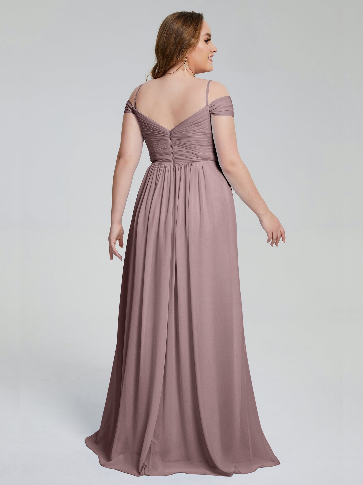 Catherine Elegant Straps Split Plus Size Bridesmaid Dresses