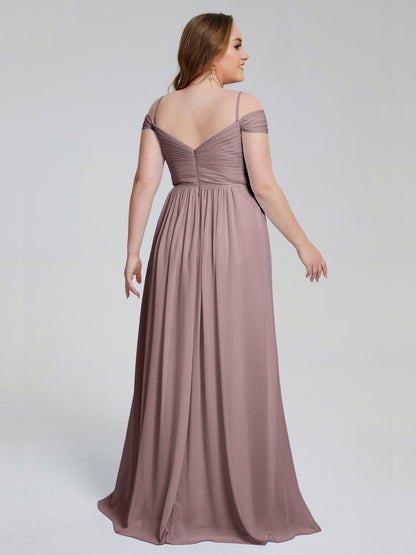 Catherine Elegant Straps Split Plus Size Bridesmaid Dresses