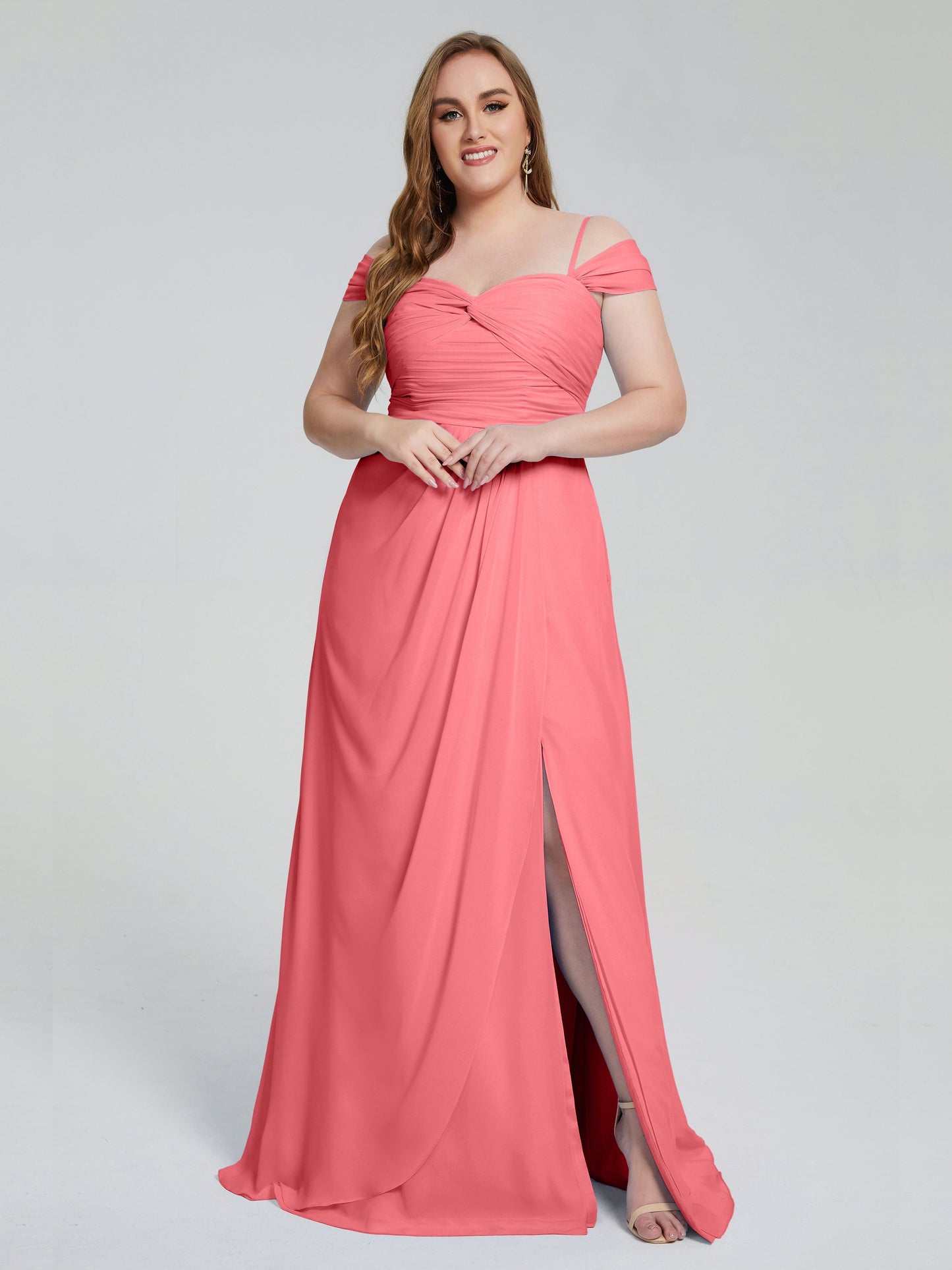 Catherine Elegant Straps Split Plus Size Bridesmaid Dresses