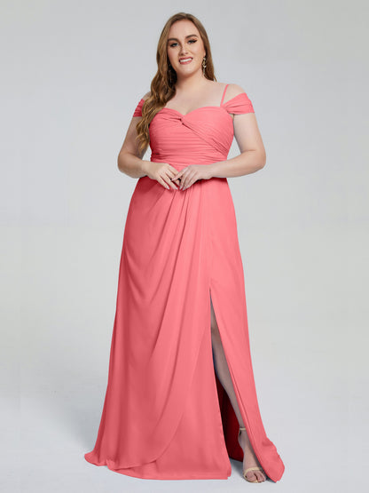 Catherine Elegant Straps Split Plus Size Bridesmaid Dresses