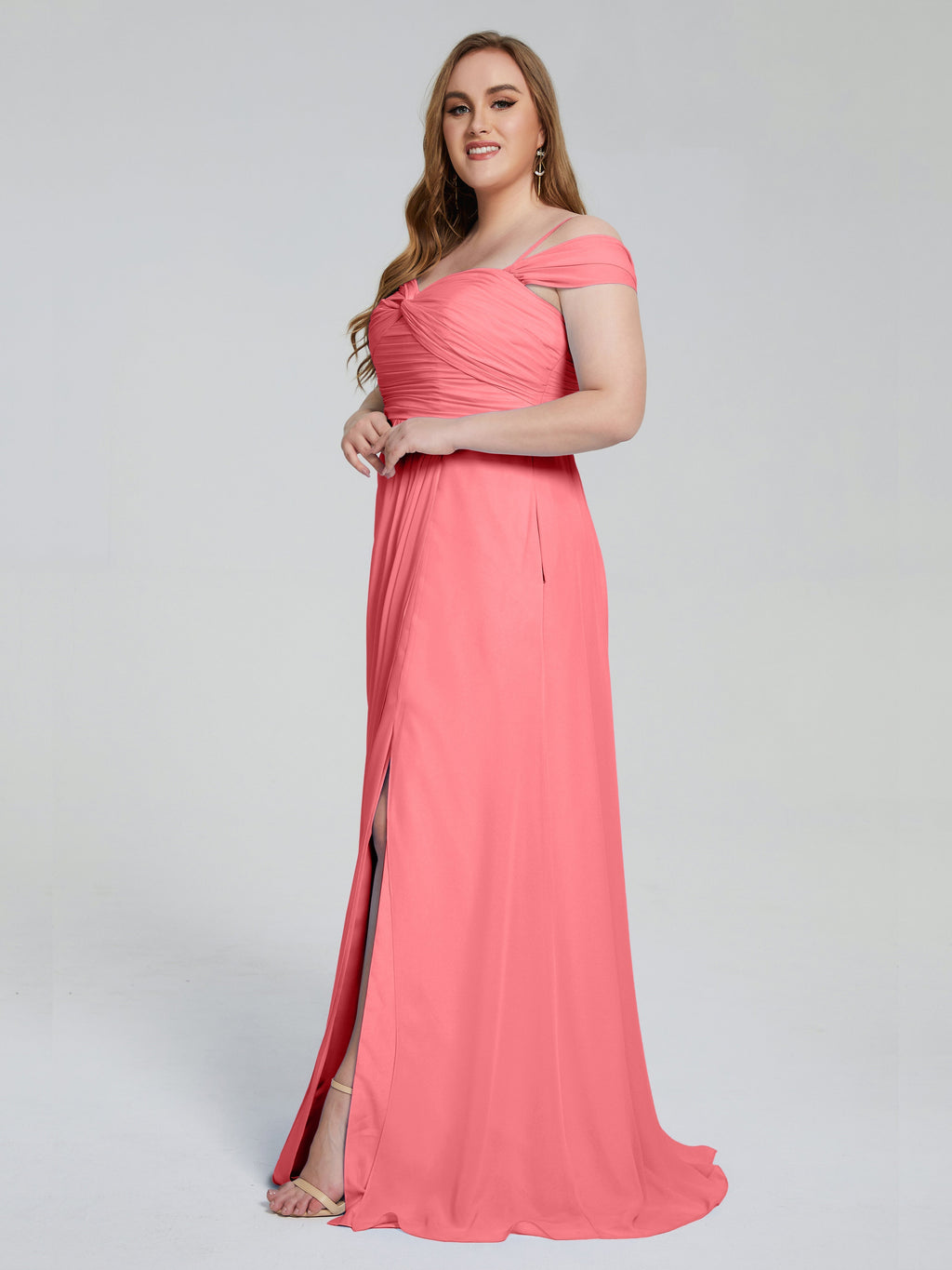 Catherine Elegant Straps Split Plus Size Bridesmaid Dresses