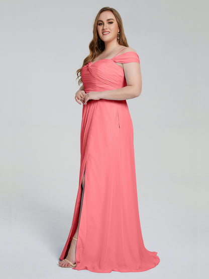 Catherine Elegant Straps Split Plus Size Bridesmaid Dresses