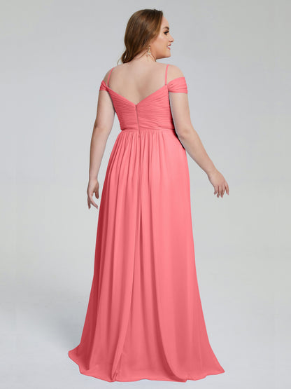 Catherine Elegant Straps Split Plus Size Bridesmaid Dresses