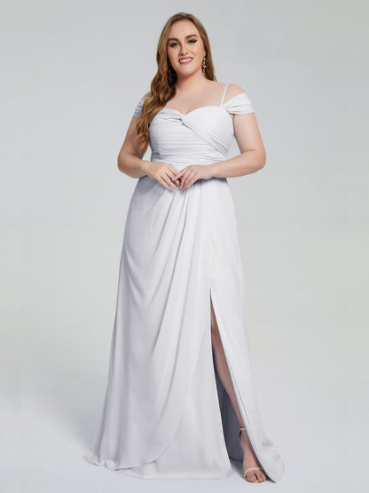 Catherine Elegant Straps Split Plus Size Bridesmaid Dresses