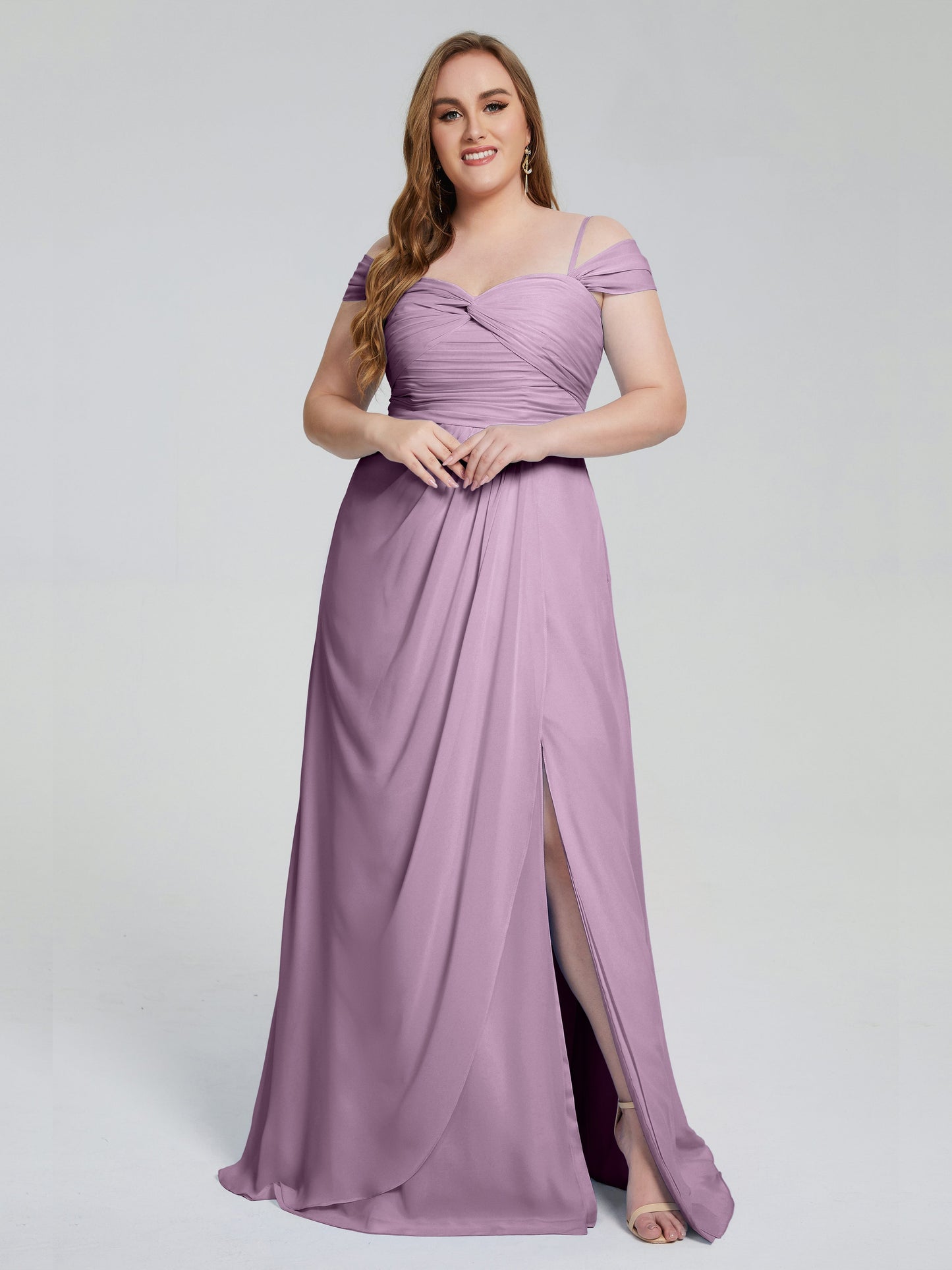 Catherine Elegant Straps Split Plus Size Bridesmaid Dresses
