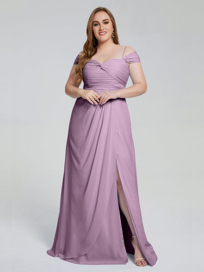 Catherine Elegant Straps Split Plus Size Bridesmaid Dresses