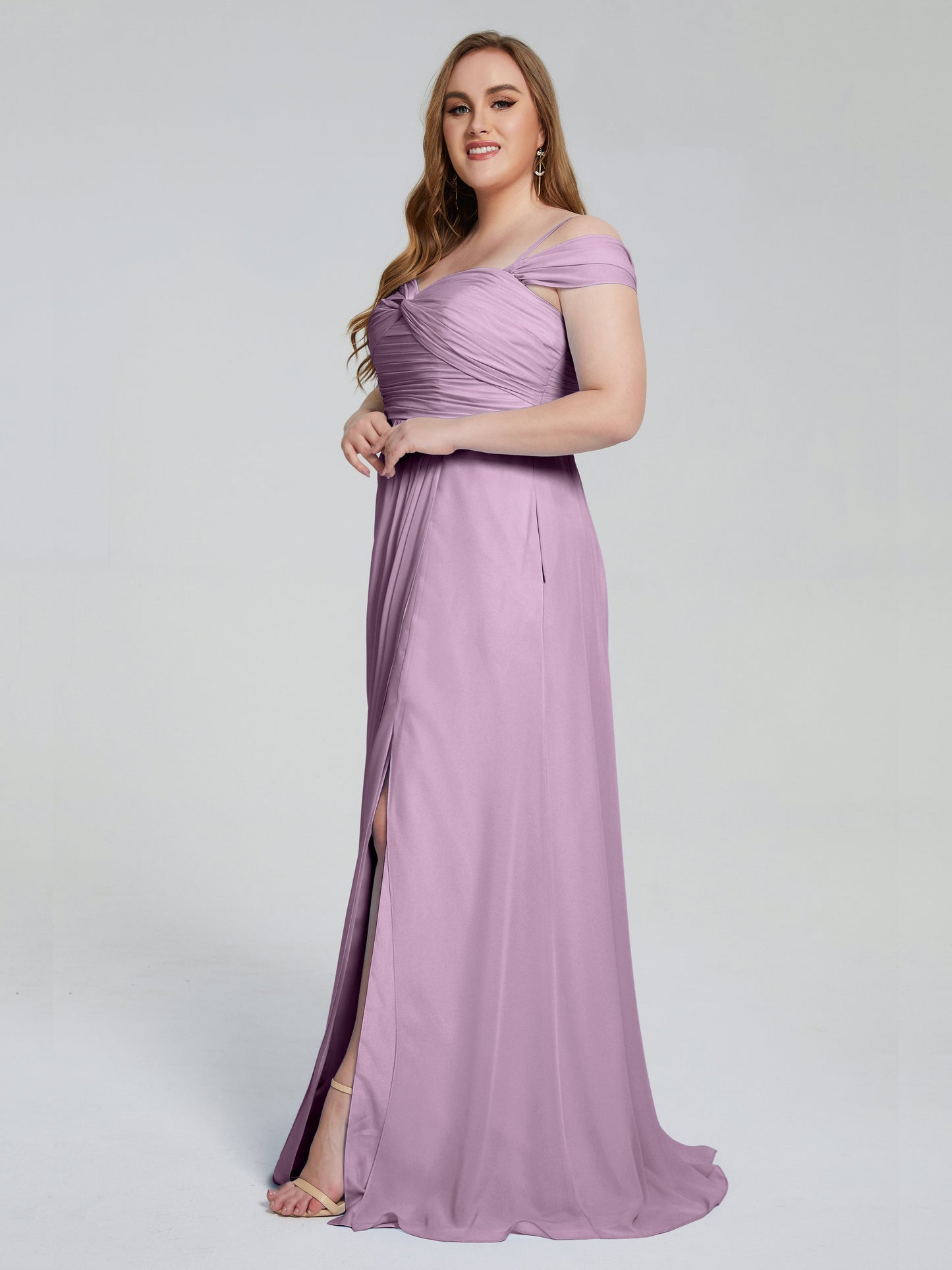 Catherine Elegant Straps Split Plus Size Bridesmaid Dresses