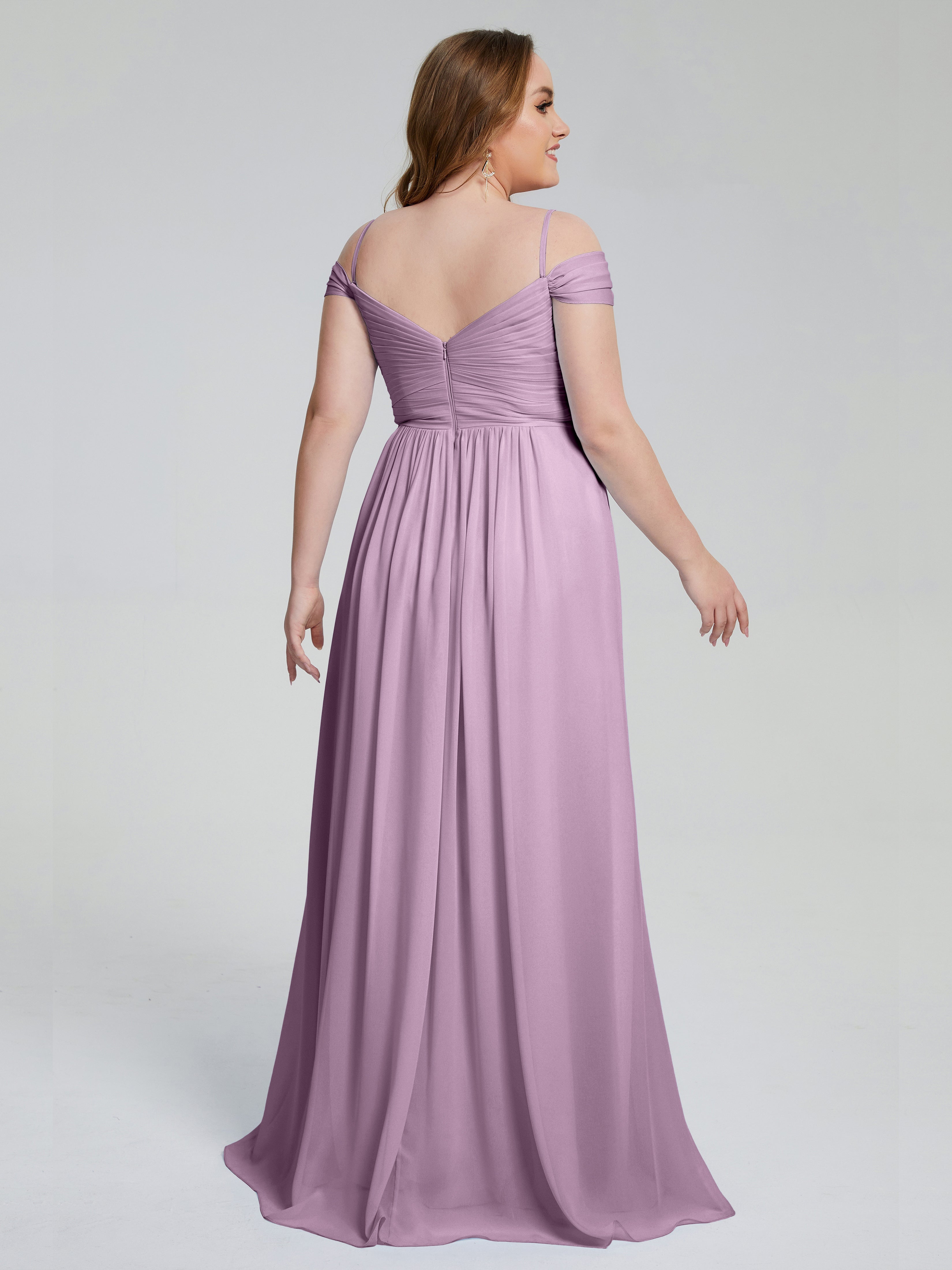 Catherine Elegant Straps Split Plus Size Bridesmaid Dresses