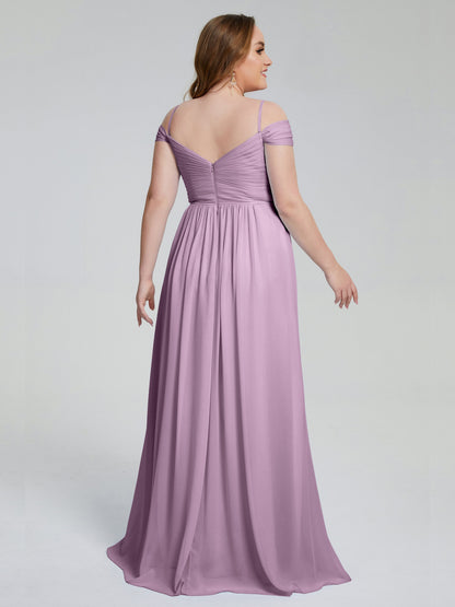Catherine Elegant Straps Split Plus Size Bridesmaid Dresses