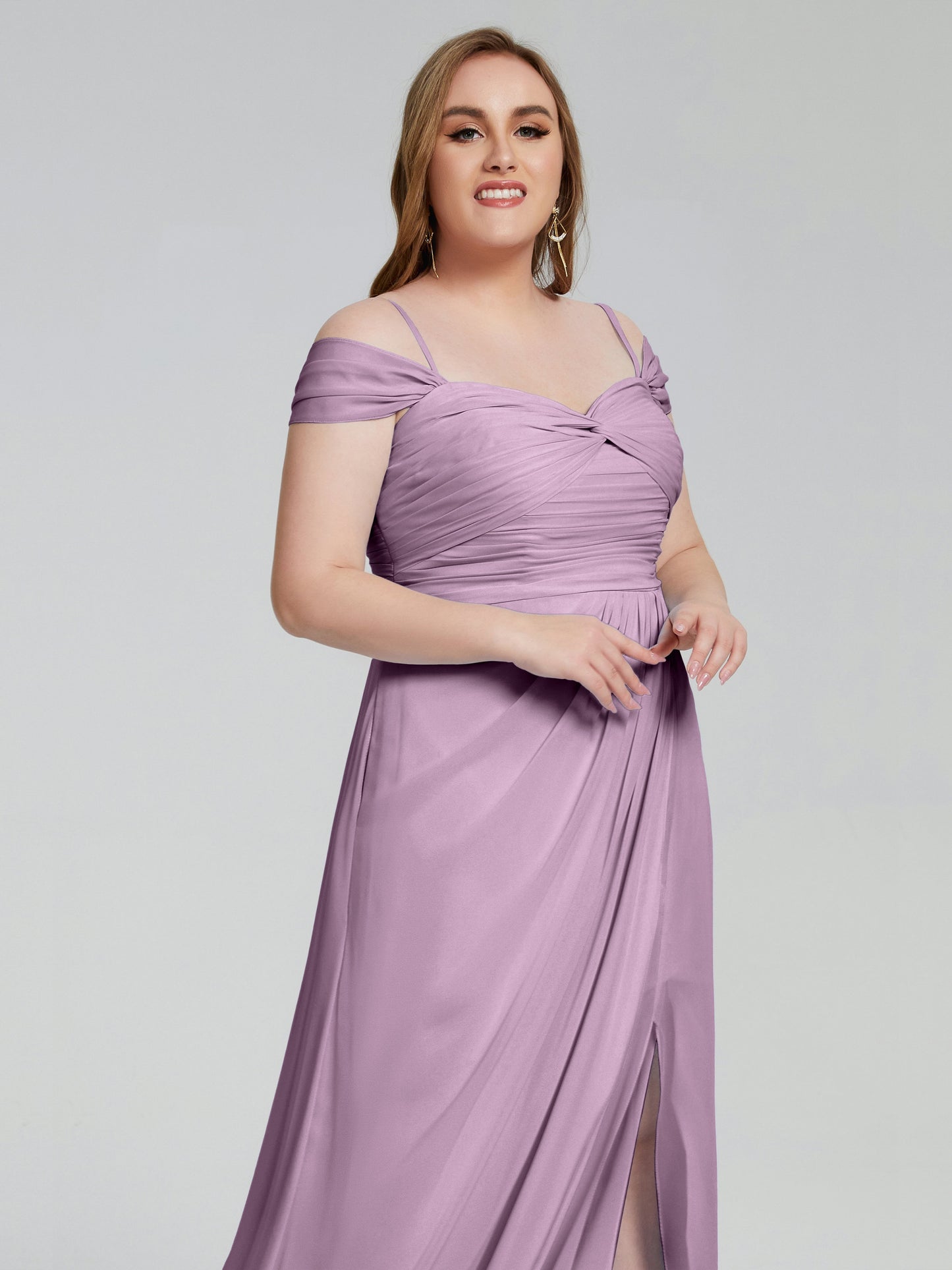 Catherine Elegant Straps Split Plus Size Bridesmaid Dresses