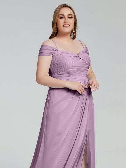 Catherine Elegant Straps Split Plus Size Bridesmaid Dresses