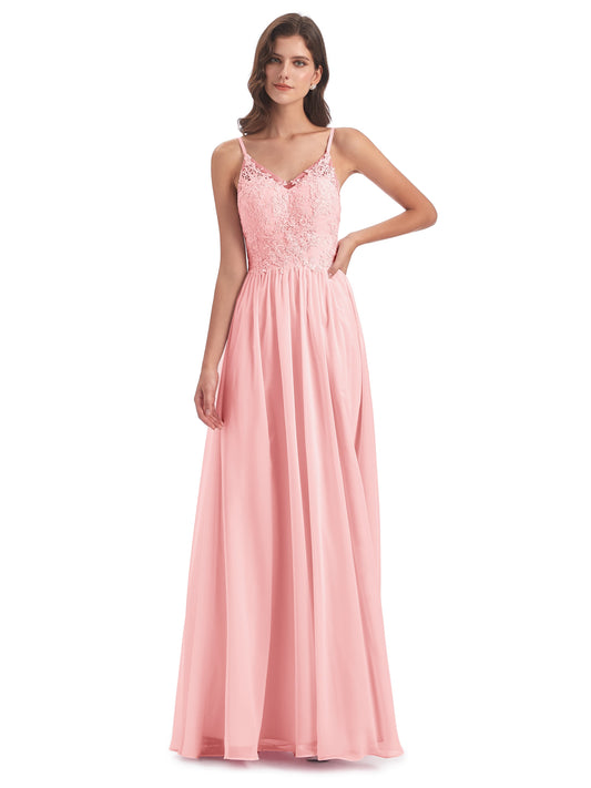 Addison Spaghetti Straps Lace Bridesmaid Dresses