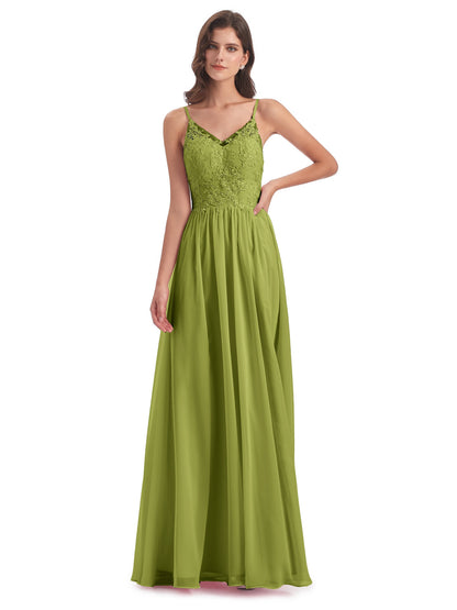 Addison Spaghetti Straps Lace Bridesmaid Dresses