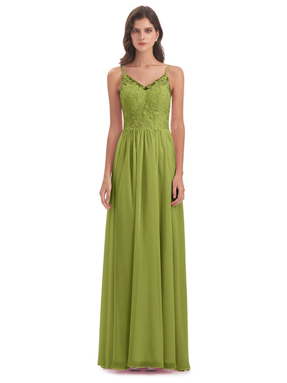 Addison Spaghetti Straps Lace Bridesmaid Dresses