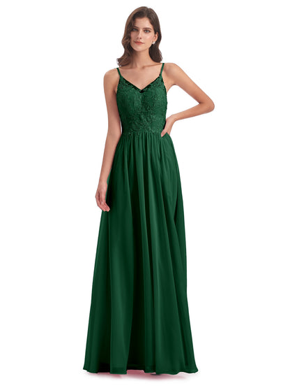 Addison Spaghetti Straps Lace Bridesmaid Dresses
