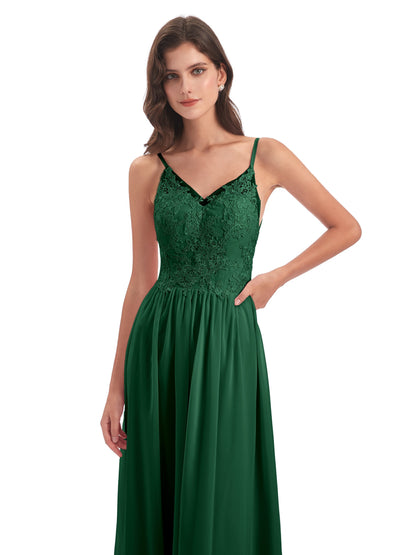Addison Spaghetti Straps Lace Bridesmaid Dresses