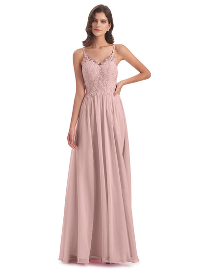 Addison Spaghetti Straps Lace Bridesmaid Dresses