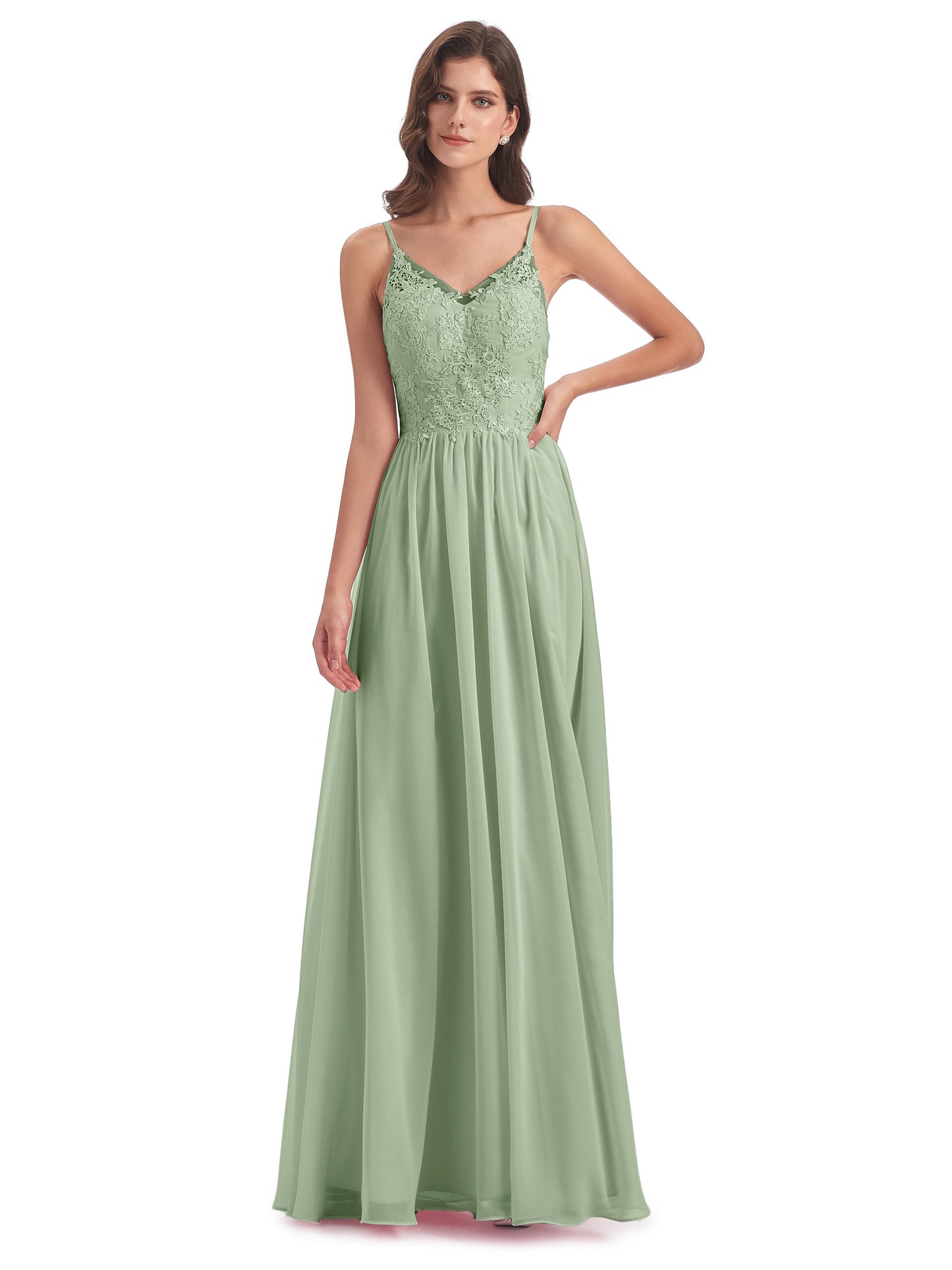 Addison Spaghetti Straps Lace Bridesmaid Dresses