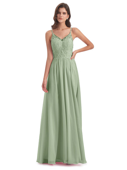 Addison Spaghetti Straps Lace Bridesmaid Dresses