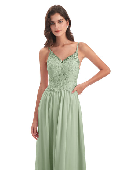 Addison Spaghetti Straps Lace Bridesmaid Dresses