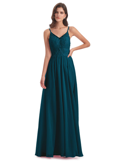 Addison Spaghetti Straps Lace Bridesmaid Dresses