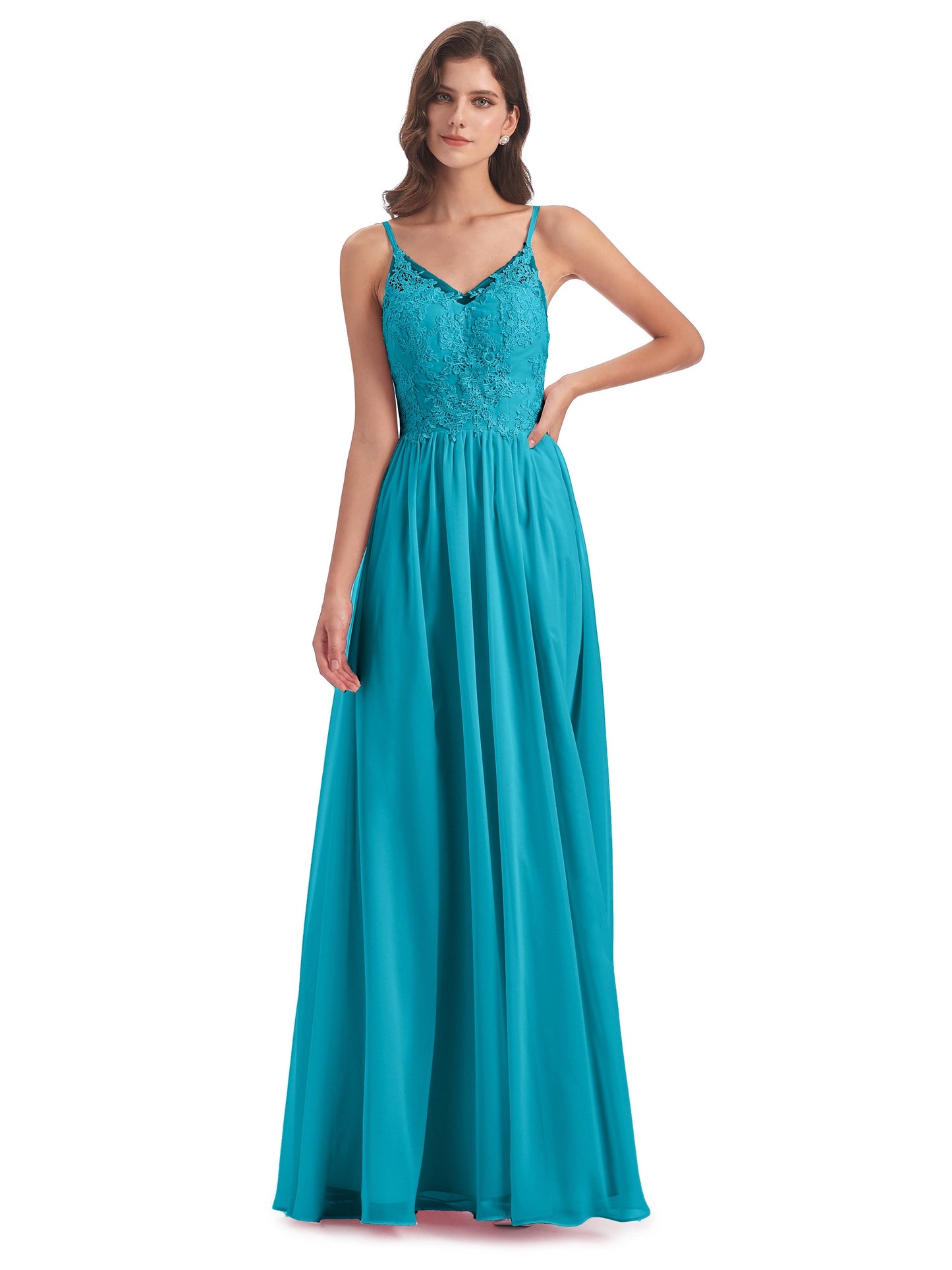 Addison Spaghetti Straps Lace Bridesmaid Dresses