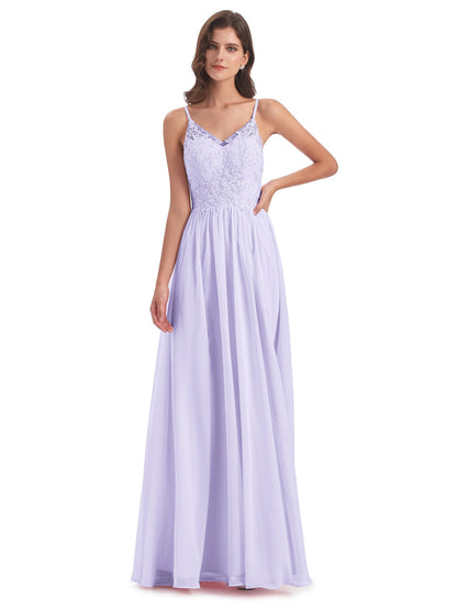 Addison Spaghetti Straps Lace Bridesmaid Dresses