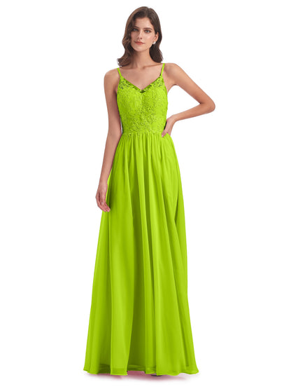Addison Spaghetti Straps Lace Bridesmaid Dresses