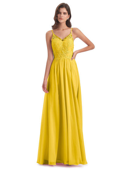 Addison Spaghetti Straps Lace Bridesmaid Dresses