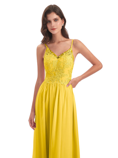 Addison Spaghetti Straps Lace Bridesmaid Dresses