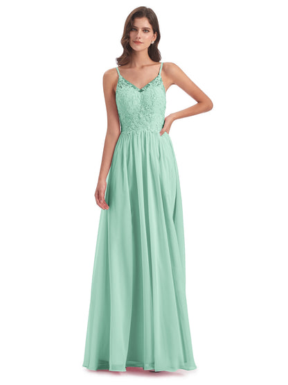 Addison Spaghetti Straps Lace Bridesmaid Dresses