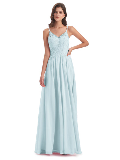 Addison Spaghetti Straps Lace Bridesmaid Dresses