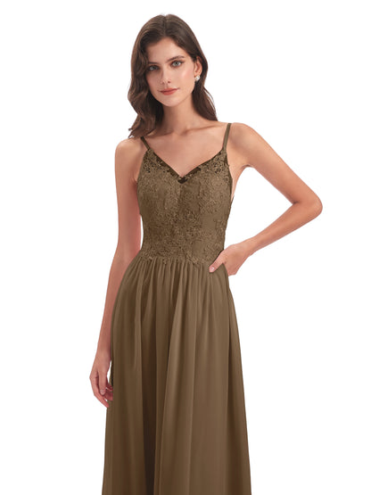 Addison Spaghetti Straps Lace Bridesmaid Dresses